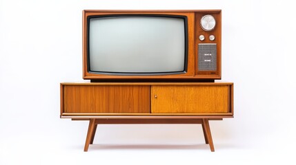 Vintage 1960s Wooden Cabinet TV with Large Screen