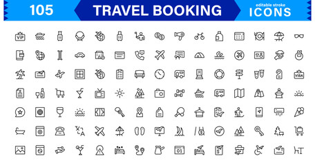 Streamline Travel Booking with Icon Designs for Reservations, Flights, and Travel Plans. Perfect for Websites, Apps, and User Interfaces in the Travel Industry.