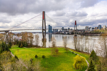 Skytrain Bridge Over Fraser River in New Westminster, Vancouver, Canada