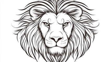 Obraz premium Majestic lion head, detailed line art