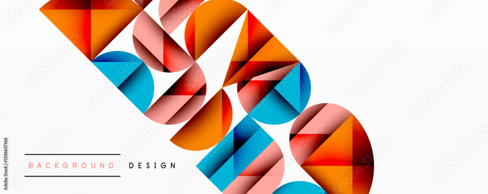 Aufkleber abstract geometric shapes, vibrant colors, modern design. overlapping circles, triangles create dyna