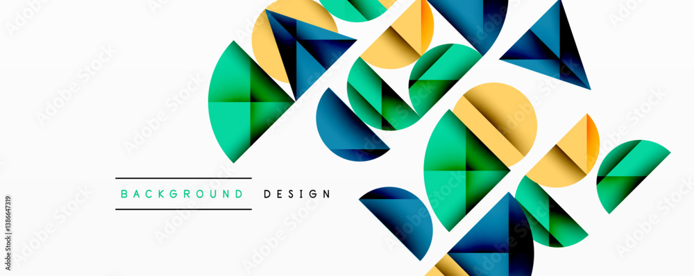 Fototapete Abstract geometric shapes, vibrant colors, modern design. Overlapping elements create dynamic composition. Clean lines, minimalist aesthetic.