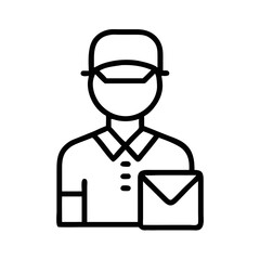 mail carrier delivering a letter in a simple line art style  