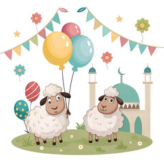 Eid ul Adha celebration with cards sheeps