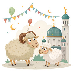 Eid ul Adha celebration with cards sheeps