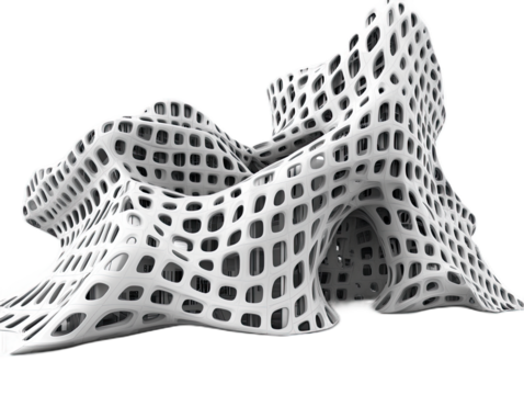 Japanese-inspired minimalist home with sliding paper screens, wooden verandah, and zen rock garden, isolated on white background