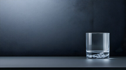 Empty Rocks Glass on Dark Textured Background
