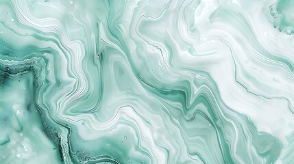 Obraz premium Mint green and pearl white marble, creating a fresh abstract luxurious backdrop with subtle swirls.