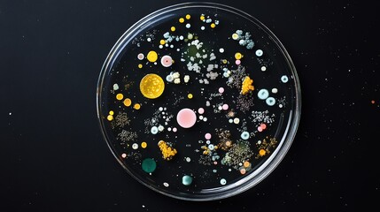 Naklejka premium bacteries in laboratorium cup looks beauty and creepy at the same time