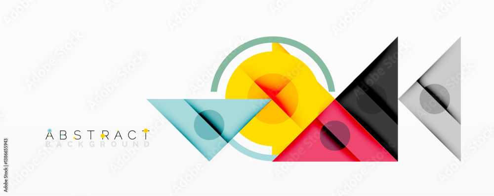 Poster geometric shapes, vibrant colors, modern design. overlapping elements create dynamic composition. mi