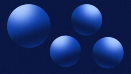 Design of four blue balls with 3D light gradations, on a dark blue background
