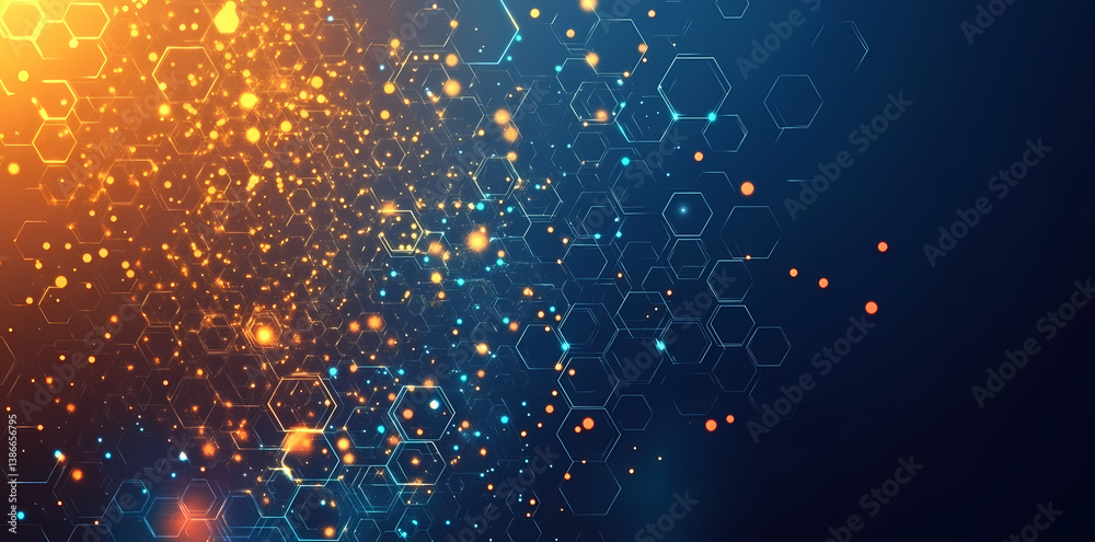 Aufkleber abstract science: a dynamic digital artwork depicting a mesmerizing display of interconnected molecu
