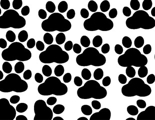Black and White Dog Paw Print Icon Pair vector on white background