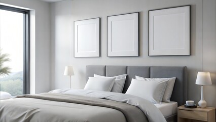 photo frame bedroom mock up interior canvas image