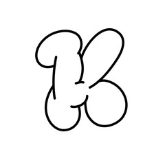 Playful Alphabet Bubble Balloon Graffiti Letter K Outline for Typography and Creative Design
