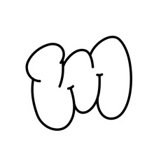 Playful Alphabet Bubble Balloon Graffiti Letter M Outline for Typography and Creative Design