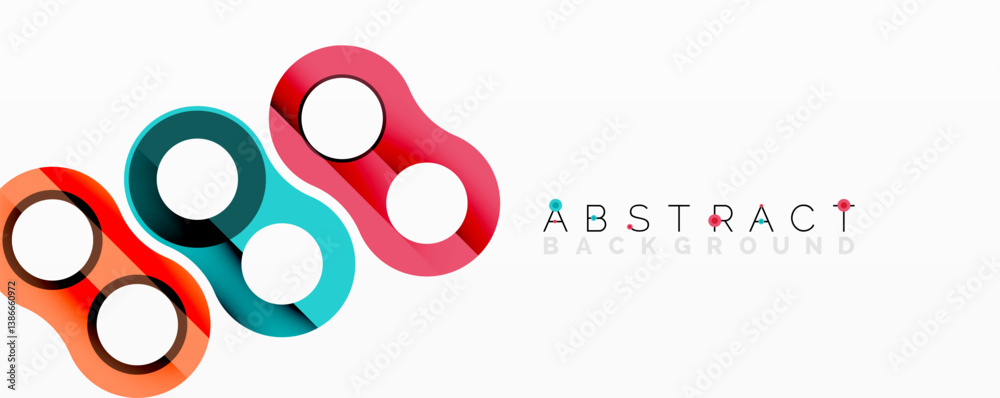 Aufkleber Colorful circles overlap creating modern design. Bright shapes form abstract composition. Clean lines, vibrant hues, simple geometry.