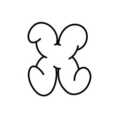Playful Alphabet Bubble Balloon Graffiti Letter X Outline for Typography and Creative Design
