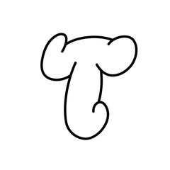 Playful Alphabet Bubble Balloon Graffiti Letter T Outline for Typography and Creative Design