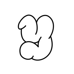 Playful Alphabet Bubble Balloon Graffiti Letter Y Outline for Typography and Creative Design
