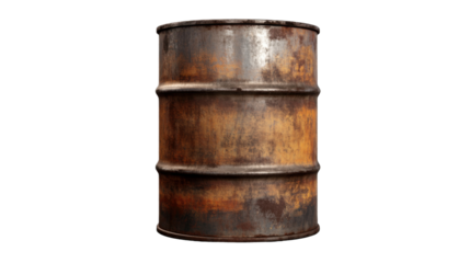 Old wooden barrel with vintage oak cask for wine or beer storage in an isolated cellar