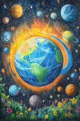 Earth in Cosmic Flames, Floral Border
