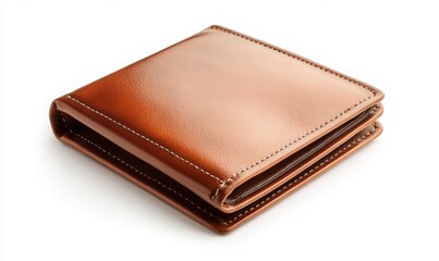 Sleek and Elegant Brown Leather Wallet Showcasing Craftsmanship and Style on a Crisp White Background for Fashion Accessory Promotions and E-Commerce Listings