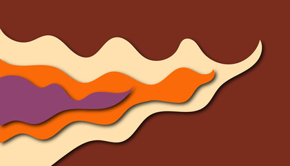 Rich brown and orange layered waves with abstract purple accents and smooth texture