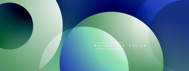 Abstract shapes, smooth gradients, cool colors. Overlapping circles create dynamic composition. Modern design, clean aesthetic. Minimalist style.