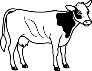 Cow outline vector illustration line art
