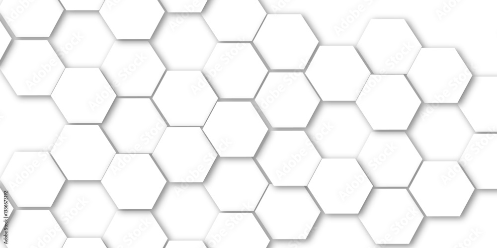Poster abstract hexagon texture pattern design.3d render of honeycomb white background abstract wall decora