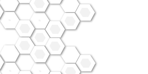 Abstract light grey and white hexagon 3d effect pattern with shadow seamless texture background. Use for book, poster, flyer, website vector illustration.