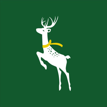 Deer Silhouette on green background. Vector illustration