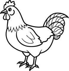chicken outline vector illustration line art