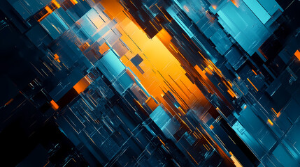 Digital Dynamics: A mesmerizing display of interconnected technological components bathed in dynamic illumination, representing the complexity and progress of the digital age.