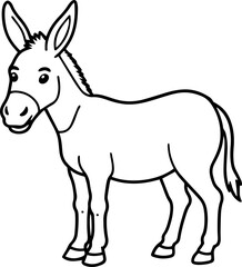 donkey outline vector illustration line art
