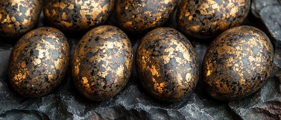 Decorated Eggs on Dark Surface