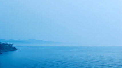 Fototapeta premium Blue waves meet a calm horizon sea