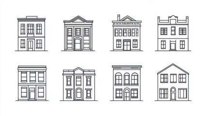 Six Different Vintage Building Facades