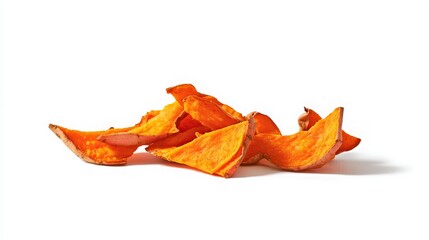 Fototapeta premium Slices of Dried Sweet Potato on White Background for Culinary Use - Perfect for Recipes, Snacks, and Healthy Eating.
