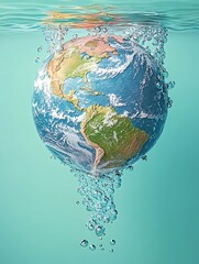 Fototapeta premium Earth sinking in water