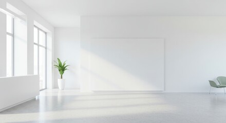 Fototapeta premium Minimalist White Office Lobby with Signage Space