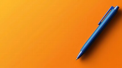 clean and minimal banner with a blue pen and an orange background, designed with a striking color contrast.