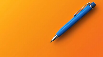 clean, minimal banner featuring a blue pen on an orange background with ample space for text.