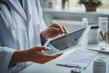 Doctor Discusses Patient Diagnosis Using Medical Technology