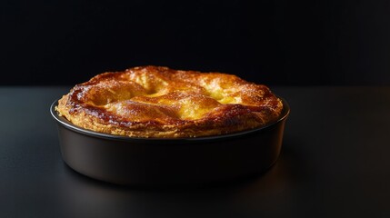 A warm apple pie with a flaky crust and cinnamon. Featuring comfort and sweetness