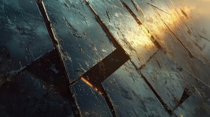 solar panels with reflective glass surfaces, capturing the sunlight in a bright, clear sky, showcasing intricate details of the panel texture.
