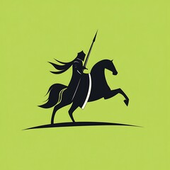 Knight silhouette riding horse