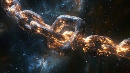 Fiery chain links in cosmic expanse