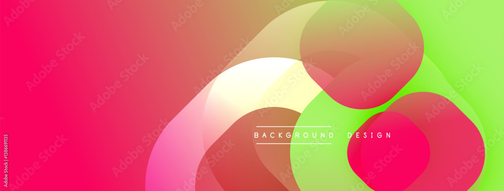 Aufkleber Bright colorful abstract design. Overlapping circles create dynamic composition. Gradient transitions between red, orange, yellow, green hues. Modern aesthetic.